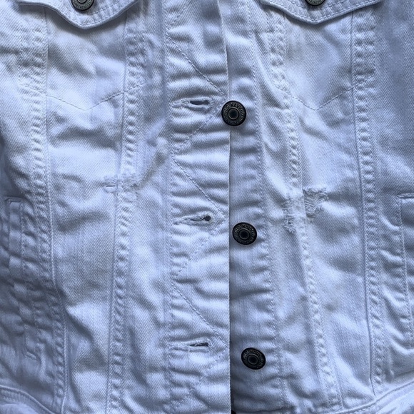 Old Navy White Distressed Denim Jacket XS - Picture 5 of 8